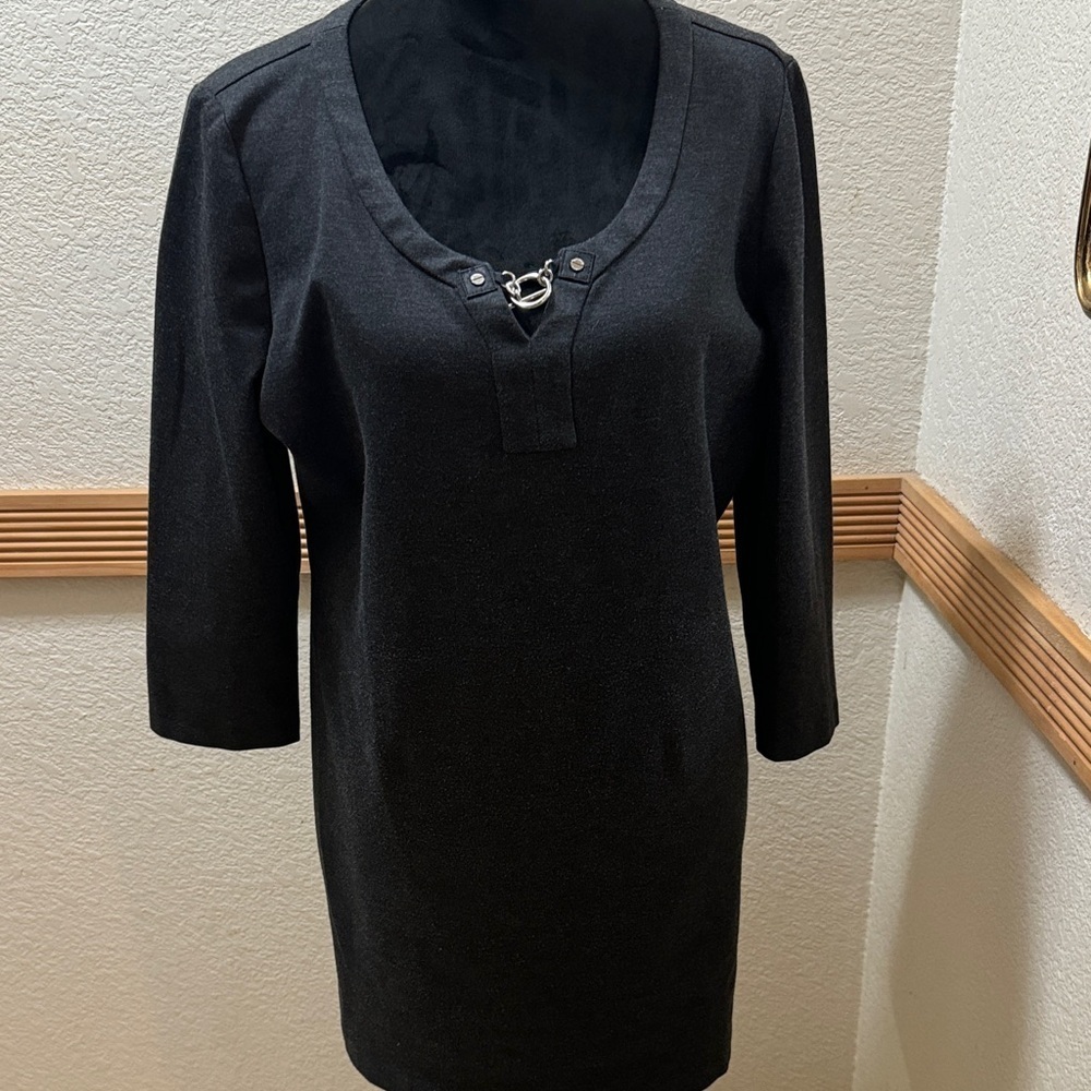 Michael Kors Charcoal Gray Tunic 3/4 sleeve Size XL